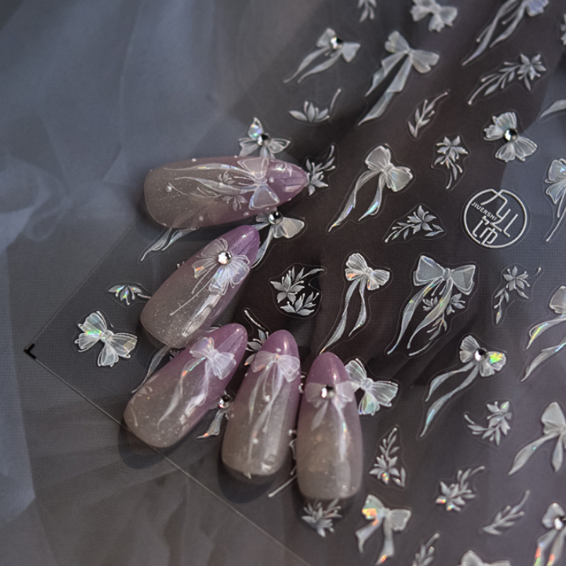 TOMONI Bowknot Pearl Nail Stickers
